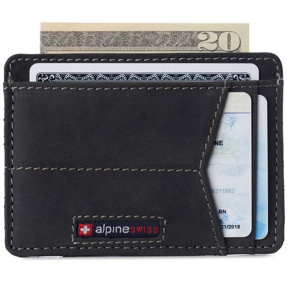 Alpine Swiss Men RFID Safe Minimalist Front Pocket Wallet Small Slim Card Holder - Picture 6 of 6